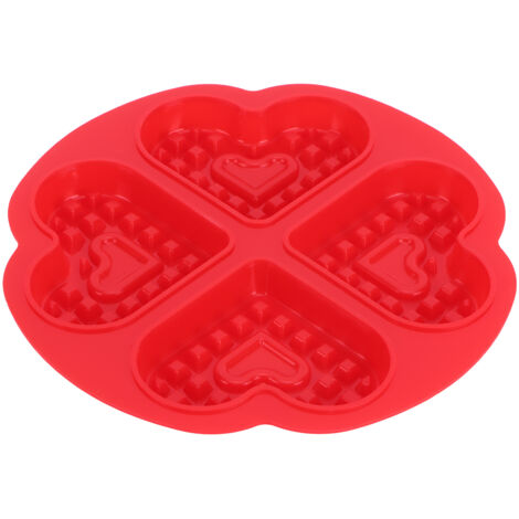 DIY Waffle Mold Reusable Silicone Muffin Cake Mould Baking Utensil Kitchen Accessory(4Grid HeartShape ) (1/5)