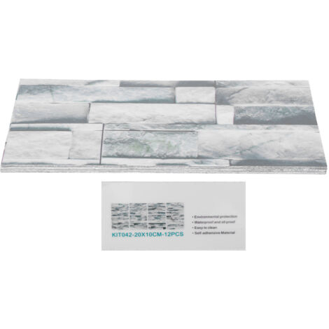 12Pcs PVC Tile Sticker Waterproof Self Adhesive Bathroom Kitchen Living Room Decor Floor Decal(KIT042 ) (1/5)