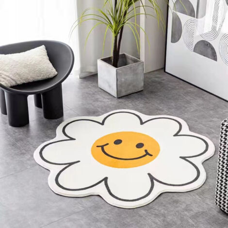 Cute Flower Rug Cartoon Pattern Home Bedroom Bedside Rug Non Slip Water Absorption Floor Mat 001 60cm / 23.6in (1/5)