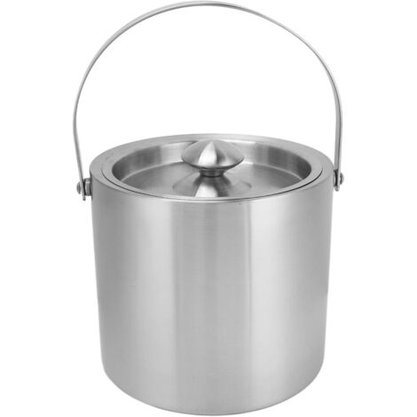 Ice Bucket Stainless Steel 3L Double Wall Insulated Ice Bucket with Lid for Beer Champagne