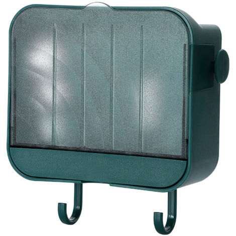 Soap Holder Punch Free Wall Mounted Durable PP Double Layer Double Hook Design Soap Storage Box for Bathroom Green