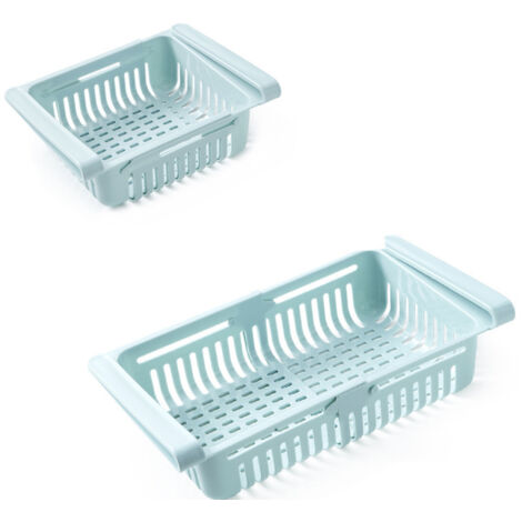 Fridge Drawer Organizer Retractable Multifunction Space Saving Refrigerator Storage Box Light Blue 20.5x16.4x7.6cm / 8.1x6.5x3.0in (1/5)