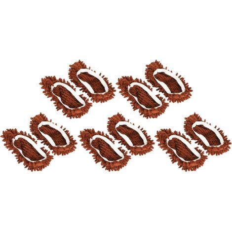 10Pcs Chenille Mop Slippers Multifunction Floor Cleaning Shoes Dust Cleaner AccessoryBrown