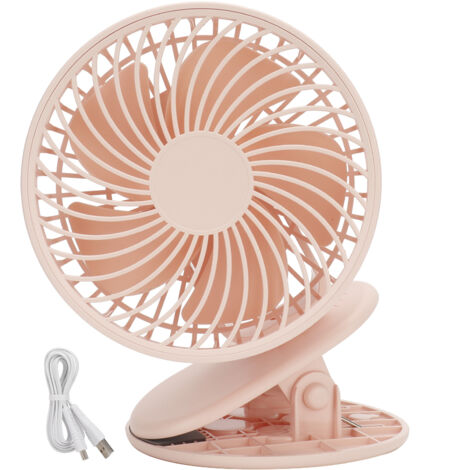 Portable Desk Fan 3 Speed Wind Mini Desktop Fan with Clip for Home Office and BedroomPink (1/5)