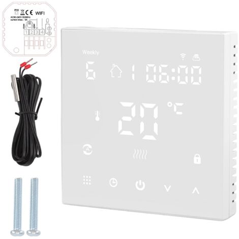 WiFi Thermostat Digital Touch Screen APP Voice Control Smart Thermostat with Auto Calibration for Floor Heating 90‑240V (1/5)