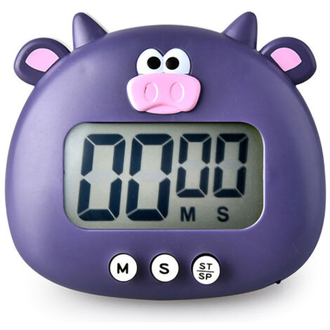 Animal Timer Student Magnetic Digital Digital 100 Minutes Timing Countdown Timer With Battery for Kitchen Purple Calf (1/5)