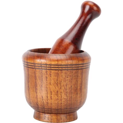 Wooden Grinding Bowl Household Kitchen Manual Garlic Ginger Spices Grinder Mortar Pestle Set (1/5)