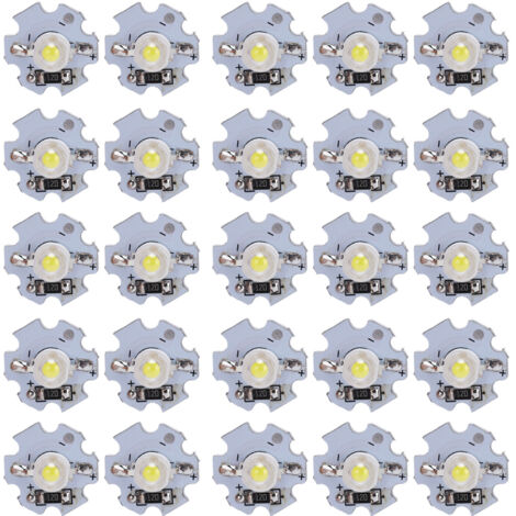 25Pcs 0.5W 5V High Power LED Lamp Bead Light Source Chip with Aluminum PlateWhite Light: 6000‑6500K