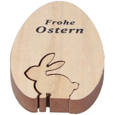 Wooden Egg Shape Ornament Cute Rabbit Tabletop Decor Wooden Craft Ornaments for Home Office (1/5)