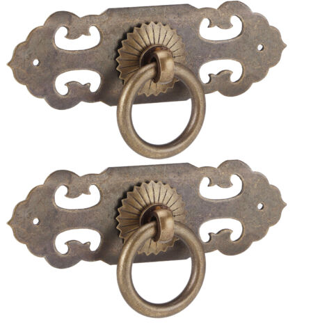 2 Sets 90mm Drawer Horizontal Handle Copper Antique Hollow Cabinet Handle Pull Furniture Parts (1/5)