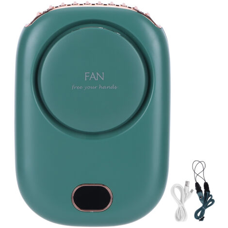 Mini Electric Fan Portable USB Charging Neck Hanging Bladeless Fan for Outdoor Sports TravelGreen (1/5)