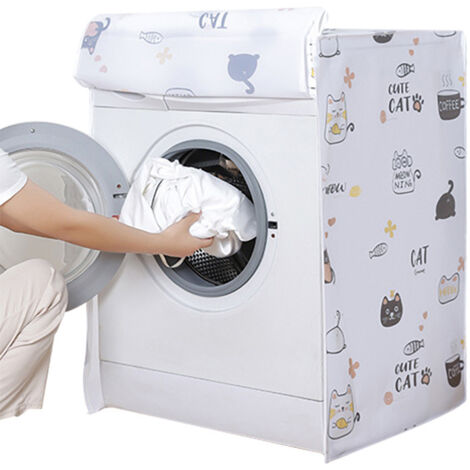 Dust Cover Cartoon Pattern Waterproof UV Resistance Anti Dirty Thickened Cover for 10kg Washing Machine Cat Clamshell Type 55 X 75 X 100 (1/5)