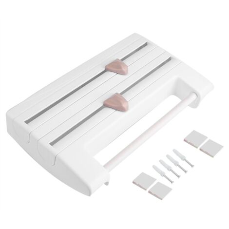 Kitchen Sauce Bottle Storage Rack Paper Towel Holder Mount Kitchen Tool Cling Film Cut White (1/5)