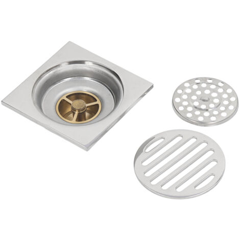 Squared Floor Drain Electroplating Metal High Flow Shower Floor Drain with Cover for Bathroom (1/5)