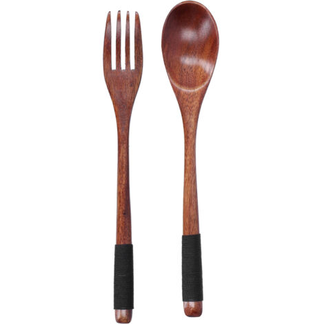 Japanese Style Cutlery Set Wooden Spoon Fork Soup Teaspoon Kitchen Cooking Utensil Tools (1/5)