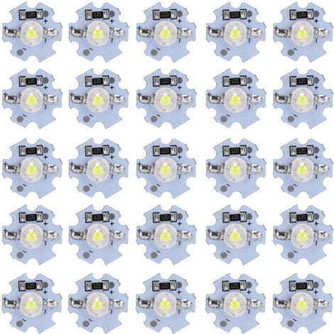 25Pcs 0.5W 5V High Power LED Lamp Bead Light Source Chip with Aluminum PlateCold White Light: 10000K (1/5)