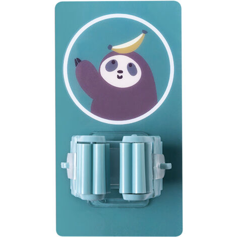 Wall Mounted Mop Clip Strong Adsorption Capacity Waterproof Roller Design Broom Rack for Bathroom Kitchen ToiletSloth (1/5)