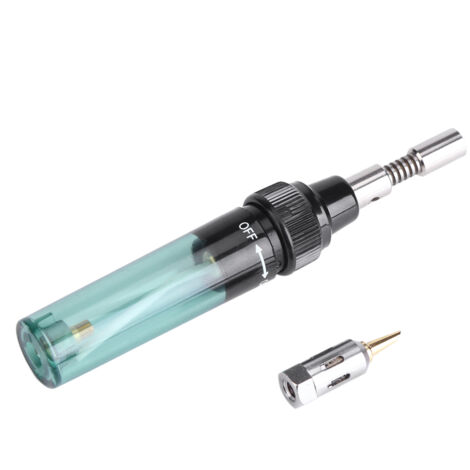 Cordless Refillable Butane Gas Iron Torch Pen Welding Soldering Tool(1 Transparent Green) (1/5)