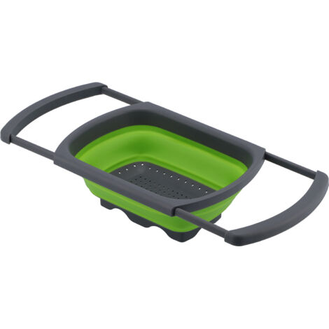 Folding Drain Basket Retractable Fruit Vegetable Washing Draining Basket for Home Kitchen UseGreen (1/5)
