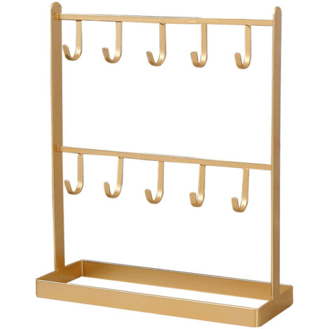 Jewelry Display Organizer Stand Hooks Golden Iron Display Rack for Necklace Hair Accessories Earrings Golden (1/5)
