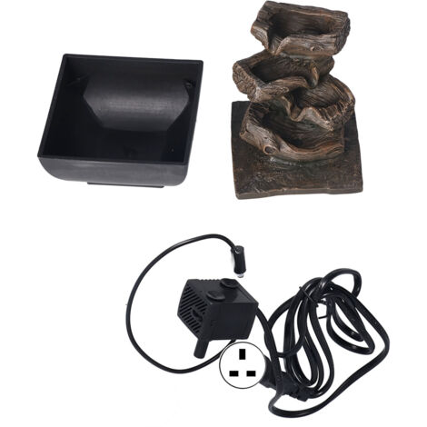 Tabletop Water Fountain Resin with Cascading Rock Waterfall and LED Lights for Office Home Decor UK Plug 220-240V (1/5)