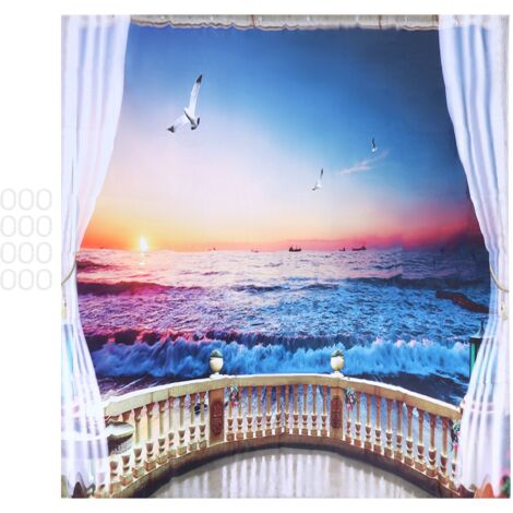 Waterproof Shower Bath Curtain Free Punch with Hooks for Home Bathroom Decoration150x180 cm (1/5)