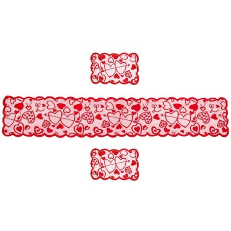 5 Pack Valentines Day Decorations Sets Lace Red Heart Table Runner and Placemats Valentines Day Decor for Home Wedding Anniversary Party (1/5)