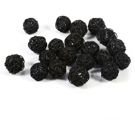 20Pcs Decorative Rattan Balls Ornaments Wedding Christmas Birthday Party Decorations (Black)