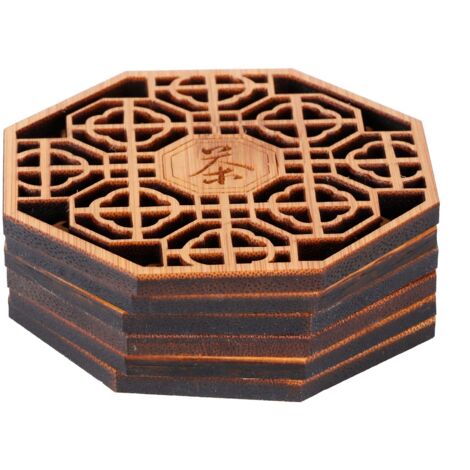 6PCS Bamboo Coaster Teacup Mat AntiScald Heat Insulation Pad Tea Ceremony Supplies(Type 1 ) (1/5)