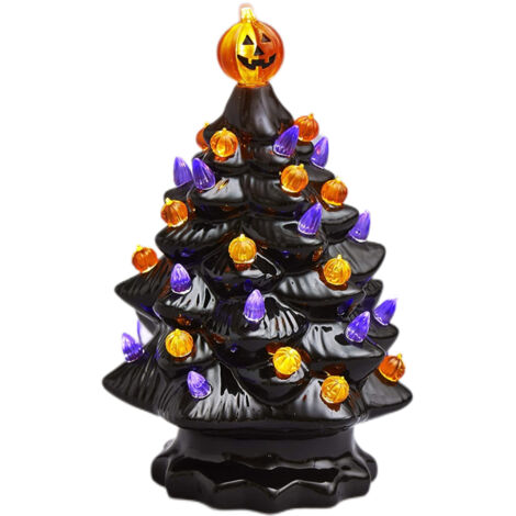 Lighted Ceramic Halloween Tree Tabletop Halloween Decoration Halloween Tree Pumpkin Light (1/5)