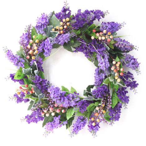 Simulation Lavender Wreath Silk Cloth Artificial Lavender Flower Wreath Front Door Decorative Wreath (1/5)