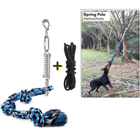 Spring Pole Dog Rope Toy Dog Tug of War Toy Outdoor Pet Exercise Rope (1/5)