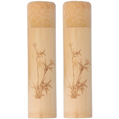 2Pcs Bamboo Tube Natural Environmentally Friendly Carbonized for Tea Nuts Incense CanisterBamboo Pattern (1/5)