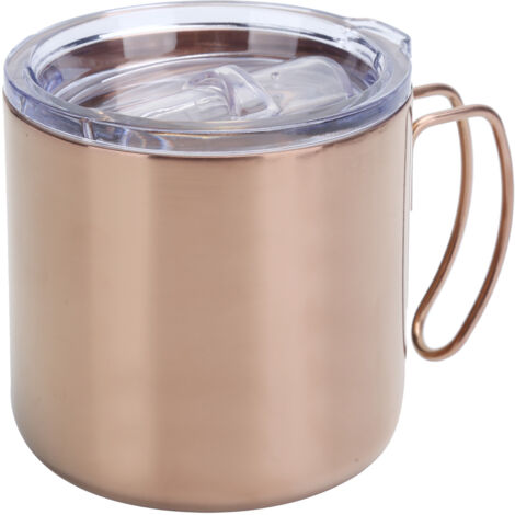 Retro Coffee Mug 304 Stainless Steel Double Walled Anti‑Scalding Cup for Picnic Barbecue with Lid (1/5)