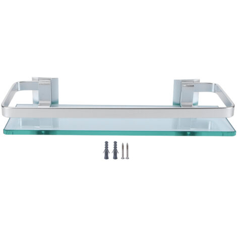 Space Aluminum Shelf Tempered Thickened Glass Bathroom Toilet Glass Storage Organizer Rack (1/5)