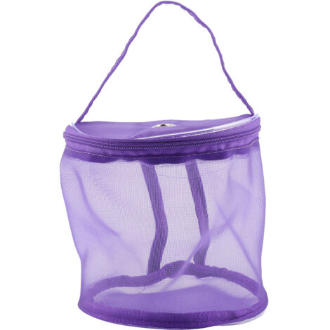 Portable Storage Bag Cylinder Mesh Wool Yarn Convenient Exquisite Container Handbag (Purple) (1/5)