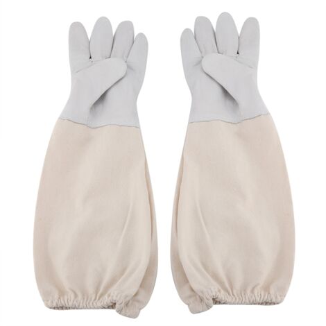 Beekeeping Protective Gloves with Long Canvas Sleeve Beginners Beekeepers Working Tool (XXL) (1/5)
