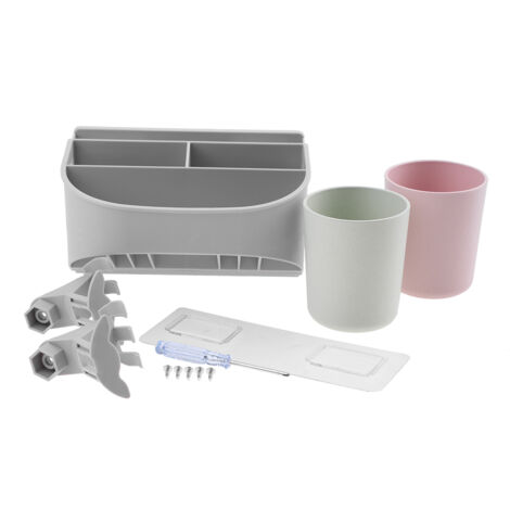 Compact Toothbrush Rack Multi-functional Bathroom Organizer Cosmetic Shaver Storage Holder(1) (1/5)