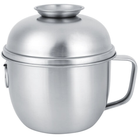 304 Stainless Steel Household Noodles Soup Bowl Food Fruit Container with Lid Handle (1/5)