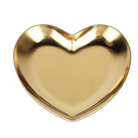 Stainless Steel Heart Shaped Plate Tea Tray Fruit Tray Cosmetics Jewelry Organizer(Gold) (1/5)