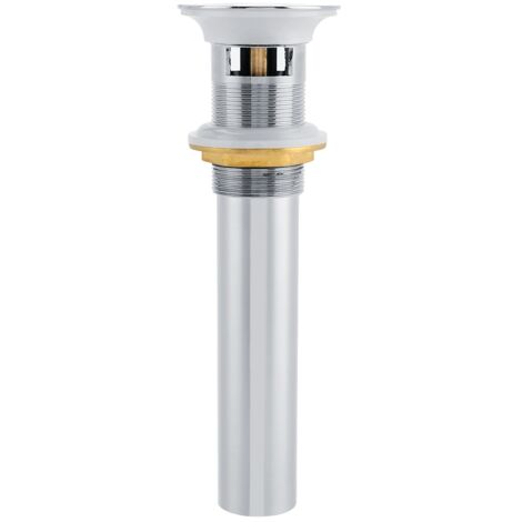 G1-1/4" Brass Bathroom Basin Sink Pop Up Drain Assembly with Overflow (Silver Chrome) (1/5)