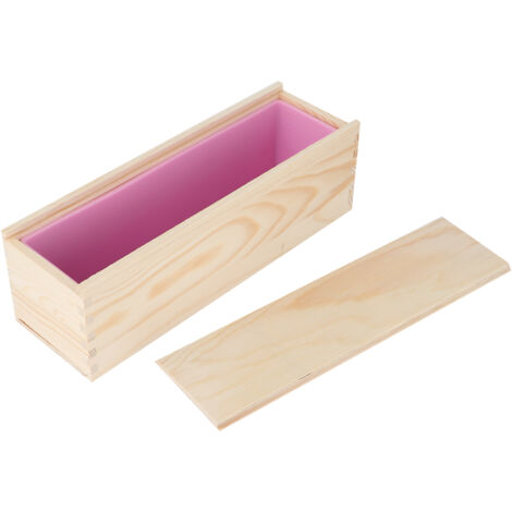 DIY Rose Pattern HandMade Bread Soap Mould Silicone Liner Mold Cake Making Wooden Box(Pink Silicone Box Wood Box ) (1/5)