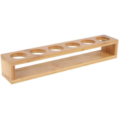 Wooden Desktop Single Row 6 Bottles Wine Cup Rack Glass Holder Display Shelf Organizer6 Holes