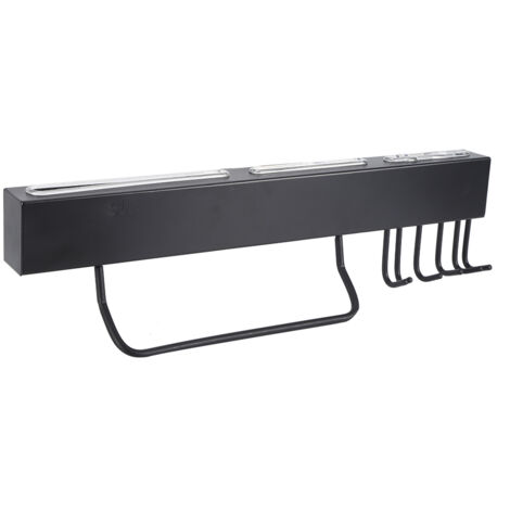 Household Black 304 Stainless Steel Kitchen Wall Mounted Storage Rack Knife Holder(Length 40cm Black with 6 Hooks ) (1/5)