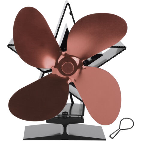 4 Blade Thermal Heat Powered Wood Stove Fan Fireplace Accessory for Heat DistributionBronze (1/5)