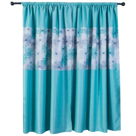 Chrysanthemum Printing Pattern living Room Bedroom Polyester Window Shading Drape Curtain DecorationBlue (1/5)