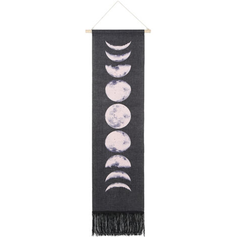 Hanging Moon Lunar Print Pattern Wall Tapestry Display Dorm Home DecorationBlack (1/5)