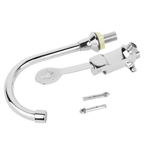 G1/2" Bathroom Laboratory Basin Sink Foot Pedal Faucet Medical Hot Cold Copper Pedal Water Tap (1/5)
