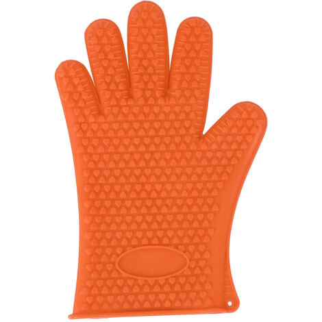 Household Microwave Oven Insulation Non Slip Silicone Baking Finger Gloves Kitchen Utensils(Orange ) (1/5)