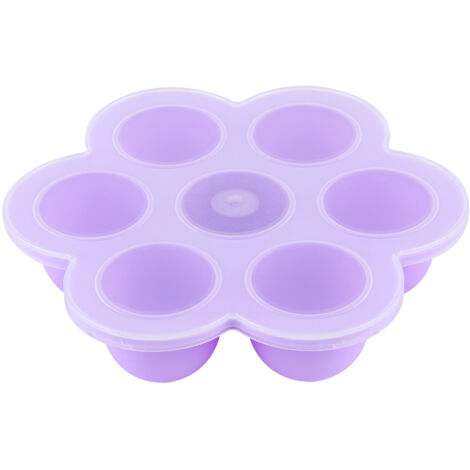 Innovative Flower Shape 7 Hole Silicone Ice Mold Tray Container with Cover Kitchen Utensils(Purple ) (1/5)